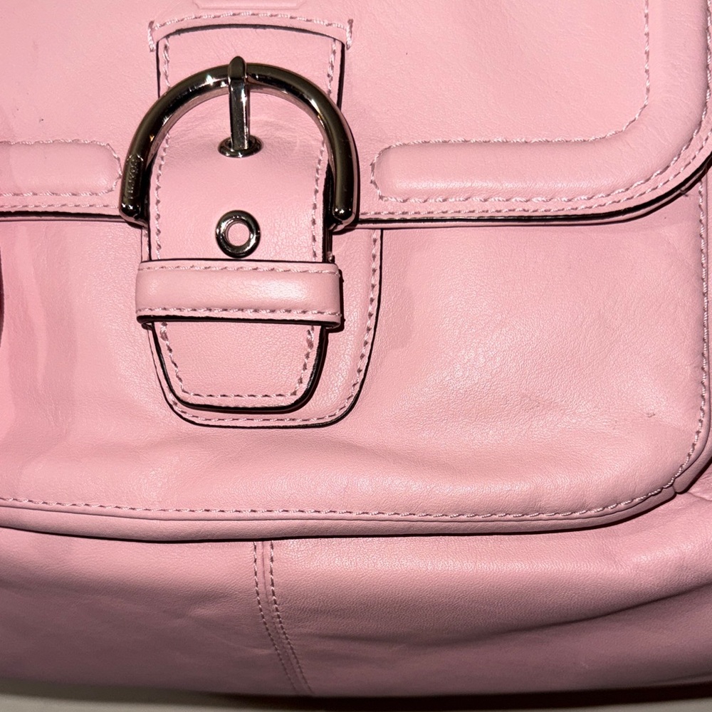 Coach Pink Leather Shoulder Bag with Front Buckle Pocket - Picture 2 of 16